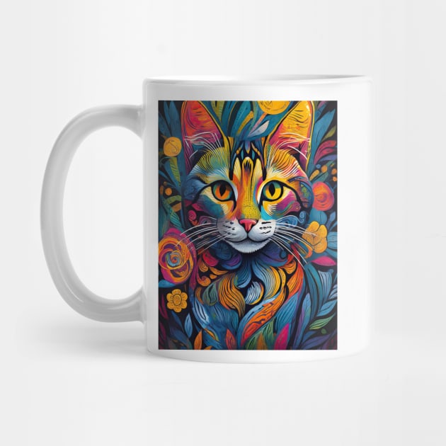 vibrant and colourful cat art design by clearviewstock